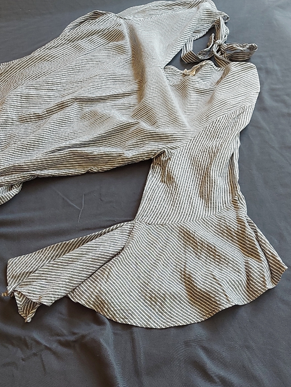 Pleione Black & White Striped V-Neck Bell Sleeve Top - Picture 7 of 9